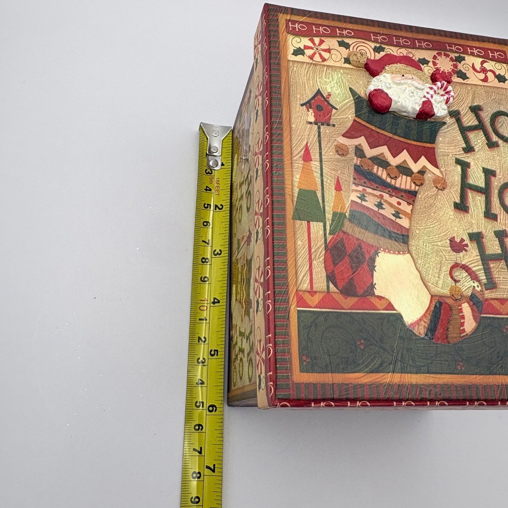 The Lang Bowman Company Gift Box Red Santa Ho Ho Ho Folk Art 2005 - Picture 5 of 7